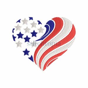 *  Flag Heart Embroidery Design