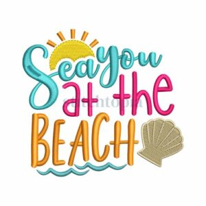 *  Sea You At The Beach Shell Embroidery Design