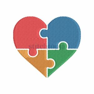 *  Autism Puzzle Heart Embroidery Design