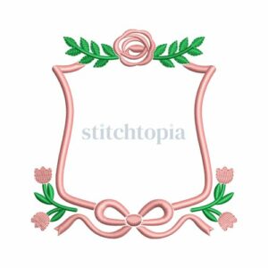 *  Floral Crest Bow Frame Embroidery Design