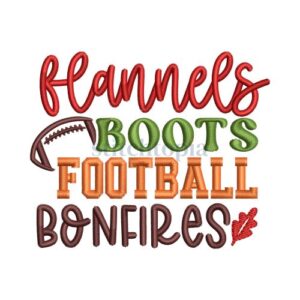 *  Flannels Boots Football Bonfires Embroidery Design