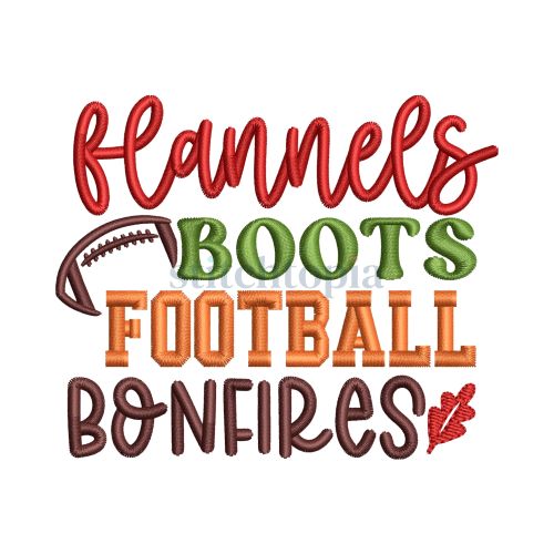 Flannels Boots Football Bonfires Embroidery Design