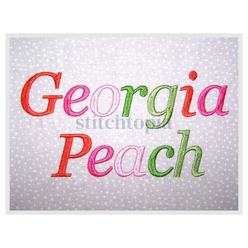 Georgia Peach Italic Embroidery Font .75" 1" 1.25" 1.5" 2"
