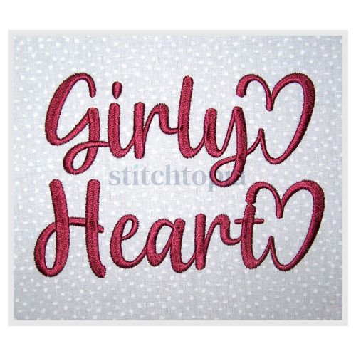 Girly Heart Embroidery Font .75" 1" 1.25" 1.5" 2"