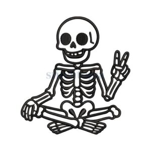 Halloween Peace Skeleton Embroidery Design