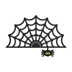 *  Halloween Spider On Web Embroidery Design
