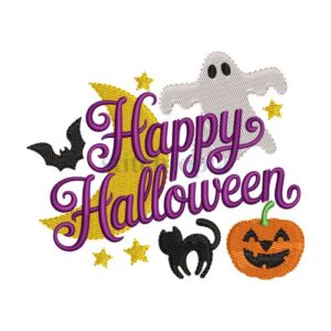 * Happy Halloween Moon Embroidery Design