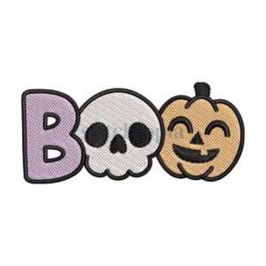 Halloween Boo Skull Pumpkin Embroidery Design