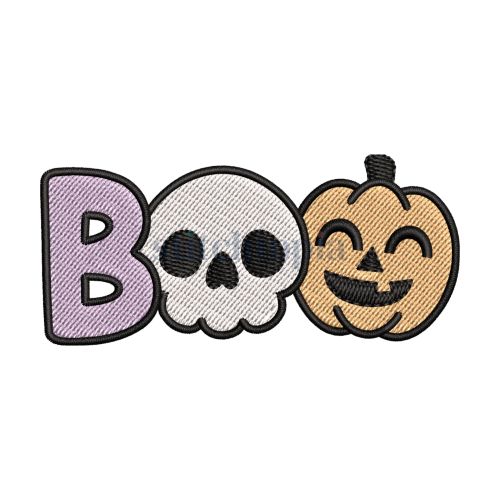 Halloween Boo Skull Pumpkin Embroidery Design