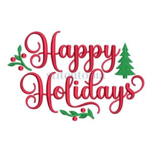 Elegant Happy Holidays Embroidery Design