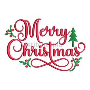 Elegant Merry Christmas Embroidery Design