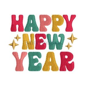 *  Retro Happy New Year Embroidery Design