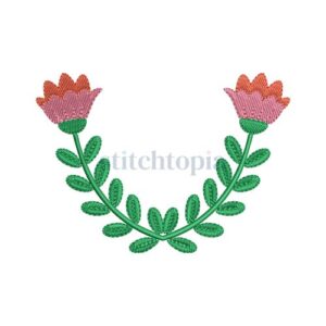 *  Two Flower Monogram Frame Embroidery Design