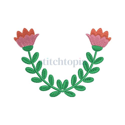 Two Flower Monogram Frame Embroidery Design