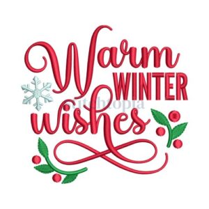 Elegant Warm Winter Wishes Embroidery Design
