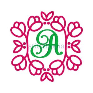 * Flower Frame Monogram Embroidery Font 4" 5" 6" 7"