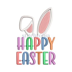 * Happy Easter Bunny Ears Embroidery Design