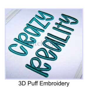* Crazy Reality 3D PUFF Embroidery Font 1" 1.25" 1.5" 2"