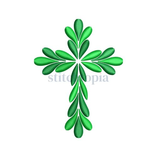 Leaf Cross Embroidery Design