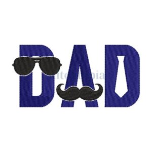 * Dad Sunglasses Mustache Tie Embroidery Design