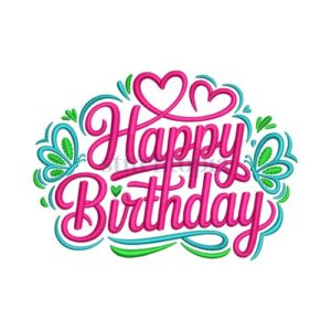 *  Happy Birthday Butterflies Embroidery Design