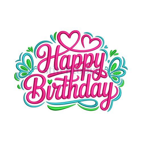 * Happy Birthday Butterflies Embroidery Design