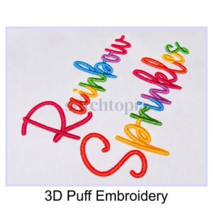 * Rainbow Sprinkles 3D PUFF Embroidery Font 1.5" 2" 2.5"