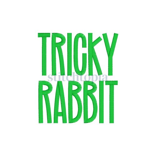 Tricky Rabbit Embroidery Font .75" 1" 1.25" 1.5" 2" 2.5" 3"