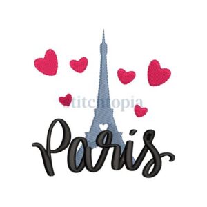 * Paris Hearts Eiffel Tower Embroidery Design