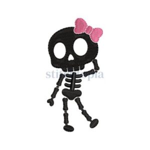 * Skeleton With Bow Embroidery Design